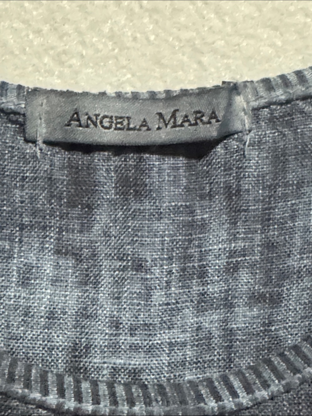 Angela Mara Sleeveless Slate Floral-Appliqué Linen Dress - Picture 2 of 6